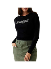 Guess Maglione Reyna con logo frontale in strass Bianco